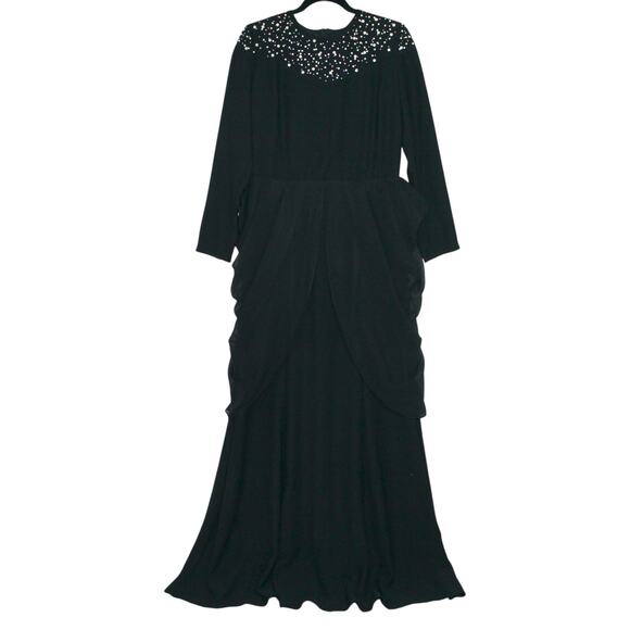 Modest Formal Black Dress with Pearl Details Size Large - Picture 2 of 14